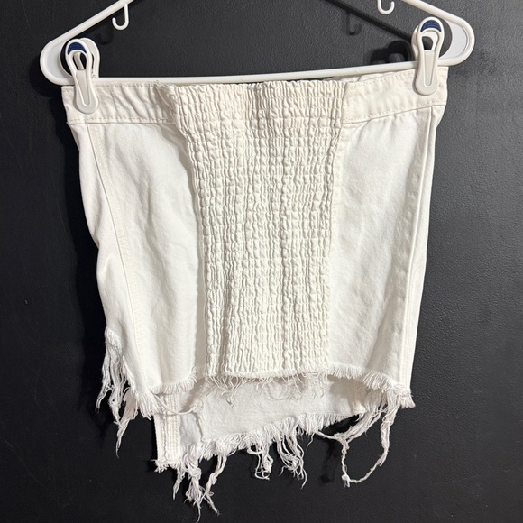 ZARA Denim Corset Button-Side Top Stretch Panel Festival Strapless Size: M - Picture 4 of 7